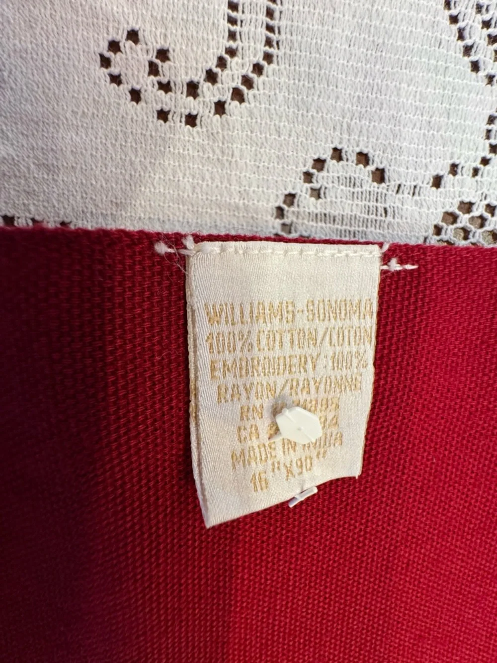 Williams Sonoma Embroidered Crewel Holiday Table Runner – Red | 16” x 90”